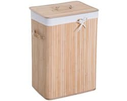 Smalle Wasmand met Deksel 72L – Waskorf met Handgrepen voor Wasruimte en Slaapkamer Natuur