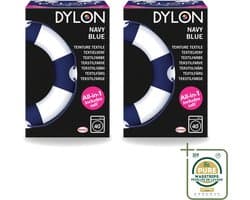 2 x Dylon - Textielverf - Navy Blue - All-in-One - Inclusief Zout - 350g - Wasstrips - Textielverf - Kleding Verven - Kleurstof - Katoen Verven - Stof Verven