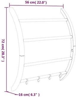 vidaXL - Handdoekenrek - met - haken - 56x16x72 - cm - aluminium - zilverkleurig — thumbnail 4