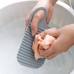 Set van 2 - Mini wasbord - Wasbord - Handwasplank - Draagbaar hulpmiddel voor het met de hand wassen van kleding - Wasbord - 18*8,5 cm - Grijs + Wit (Haken niet inbegrepen) — thumbnail 2