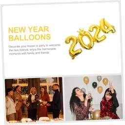 1set Ballonset Aluminiumfolie Ballonnen Voor Nieuwjaars Afstudeerfeesten Decoratieve Ballonnen Voor Verjaardagen Feestjes Gouden Metallic Ontwerp — thumbnail 2