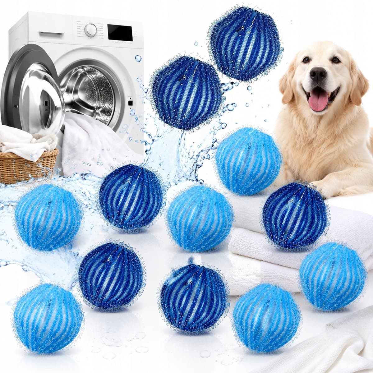 12x Witte Wasballen - Anti-klit & Huisdierhaar Verwijderaar — afbeelding 1