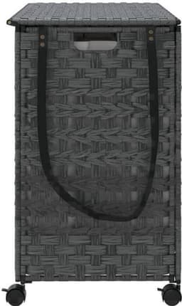 Wasmand – Wassorteerder – Wasbox – Opvouwbare Wasmand – Waszak – Met Wielen – Handgeweven Rattan – 66 x 35 x 60 cm — thumbnail 2