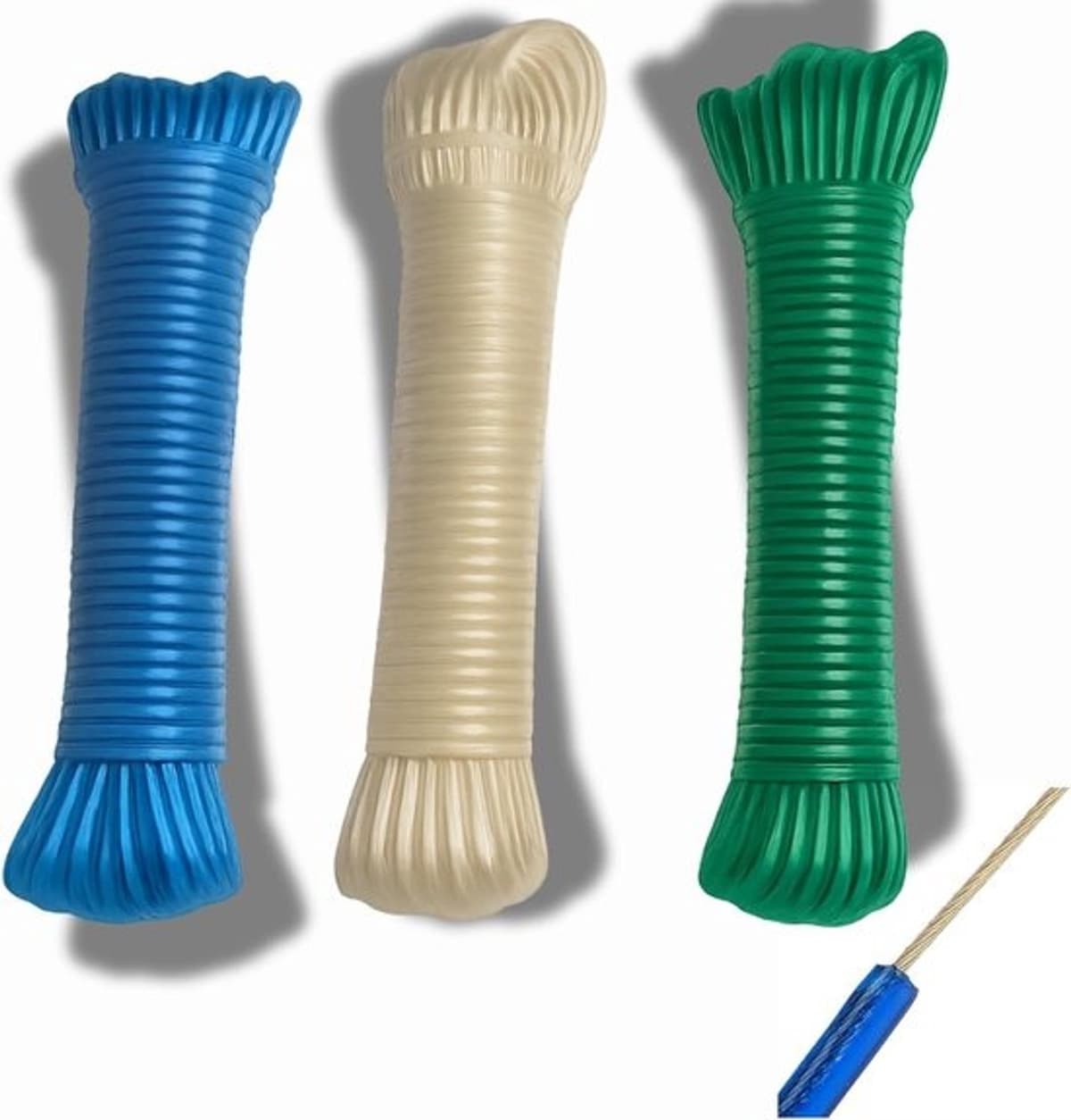 30 m koordset met stalen kern - waterdicht en corrosiebestendig - voor camping en tuin (2 stuks à 15 m) — afbeelding 1