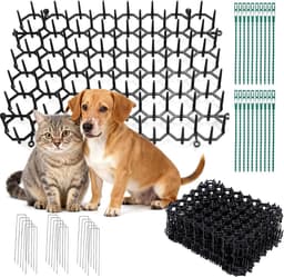SnelShoppen - 15 Stuks Doornrooster tegen Katten 20x15cm, Kattenwering Mat met U Vormige Grondankers, Spikes Dierbarrière voor Tuin en Buitenruimte — thumbnail 1