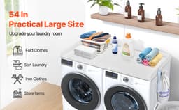 Archi Wasmachine & Droger Aanrechtblad – Wasmachine Werkblad - 137 × 68,6 cm – Wasmachine Topper – Tot 250 kg – Met Zijhaken – Wit — thumbnail 1