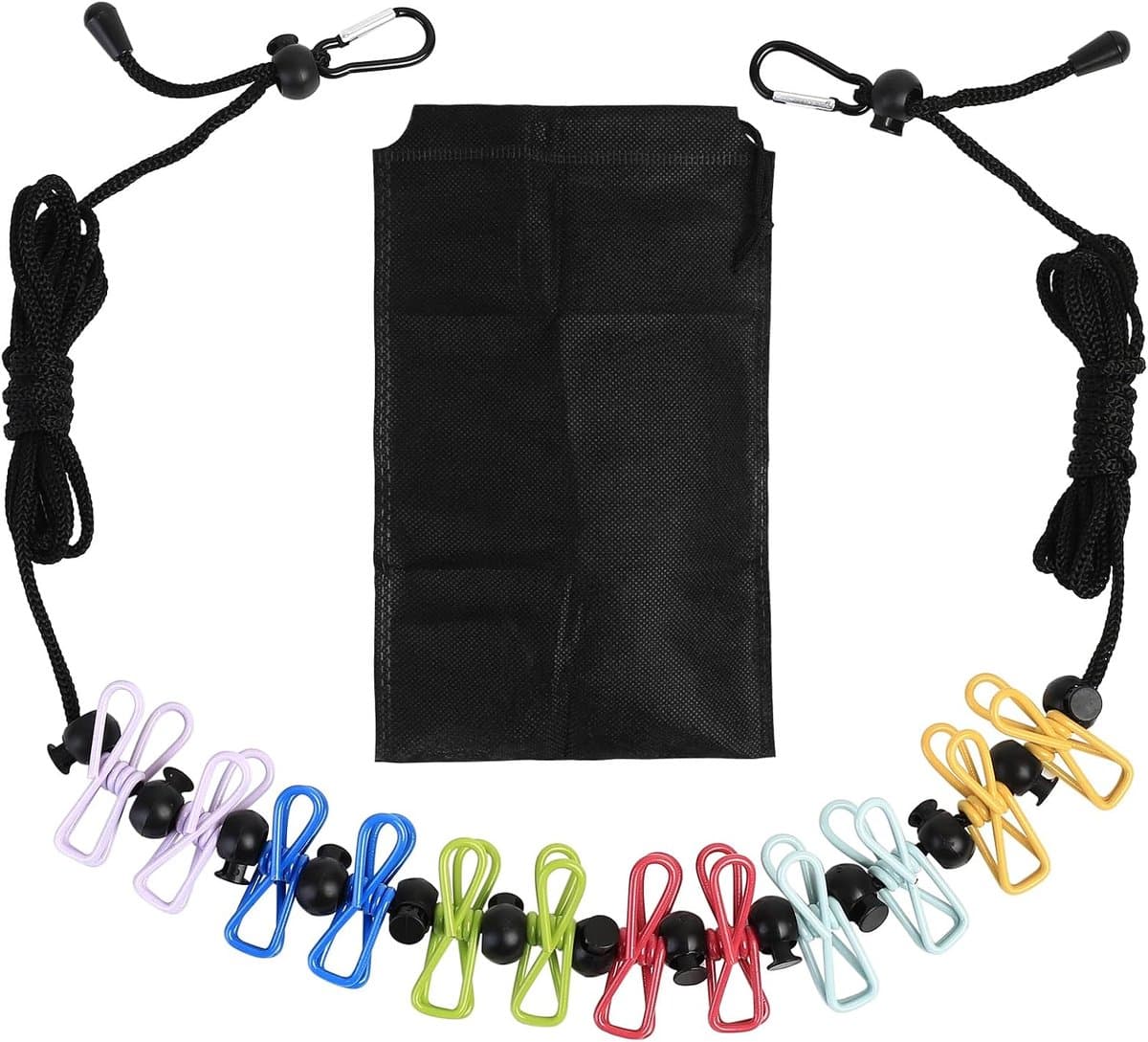 Waslijn, campingwaslijn, 4 meter, intrekbare reiswaslijn met wasknijpers, verstelbare reiswaslijn met 12 clips voor reizen, balkon, vakantie, outdoor, camping — afbeelding 1