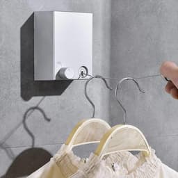 2Pcs 4.2M Intrekbare Waslijn Voor Binnen En Buiten, Wandmontage Waslijn Heavy Duty Waslijnen Voor Wasserij Balkon, Zilver — thumbnail 3