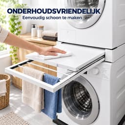 ProductXpert Stacko™ - Stapelkit & Anti Trillingsmat voor Wasmachine en Droger - Tussenstuk - Uitschuifbare Plank met Handdoekhouder - Wit- AntiSlip - Geluidsdempende Antislip Mat - 620 x 620 x 20 mm — thumbnail 5