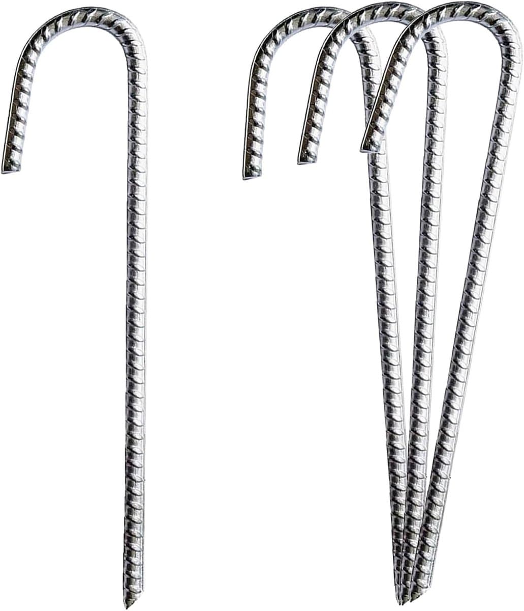 SnelShoppen - Ground Anchor Trampoline 30 cm, 4 Stuks Grondpinnen, Gegalvaniseerd Staal, J-vormige Grondankers, Tentpinnen met Hamerpunt voor Tenten, — afbeelding 1