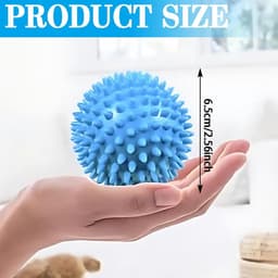 Doseerbal voor wasmachine, 6 stuks à 6 cm, drogerbal, wit, blauw en paars, herbruikbaar, antistatisch en sneldrogend — thumbnail 5