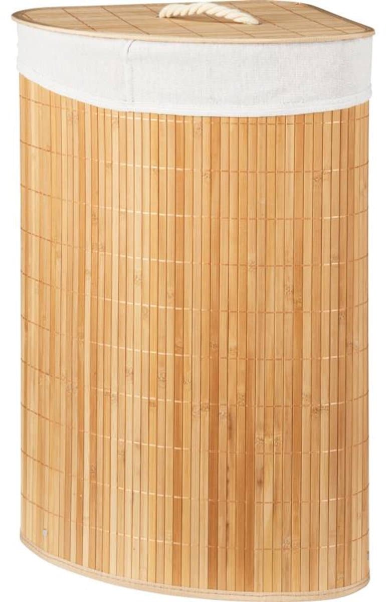 Bamboe hoekwasmand 35×35×60 cm bruin/wit — afbeelding 1
