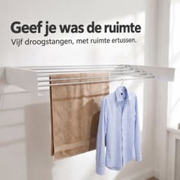 Lacardia Wanddroogrek Inklapbaar 100 cm - Wasrek Hangend - Wit - Wandgemonteerd Droogrek met 5 Meter Drooglengte — thumbnail 5