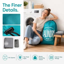 Set van 2 Vouwbare Waszakken voor Reis, Herbruikbare Trekkoord Waszakken voor Thuis en Vakantie, Ideaal voor Kleding en Ondergoed, 24 x 91 cm — thumbnail 5
