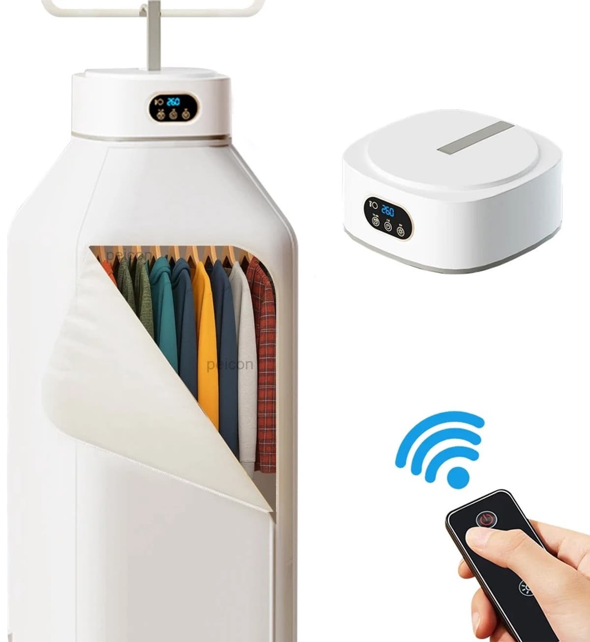 Cherrys Finds - Draagbare wasdroger - Mini kledingdroger - Draagbare kledingdroger - Opvouwbare Wasdroger - Mini Droger Met Afstandsbediening - 600W - PTC-verwarming - LED-display — afbeelding 1