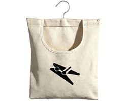 Wasknijperzak - 32 x 28 cm - Katoen canvas - 360° draaibare haak - Wit