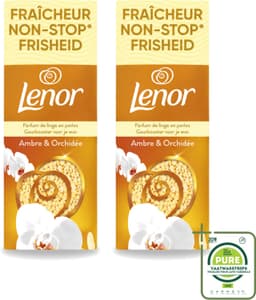2 x Lenor – Geurbooster – Amber & Orchidee – 12 Wasbeurten – 155 g - Grootverpakking - Vaatwasstrips - Geurparels - Wasgeur - Luxegeur - Orchidee - Vanille — thumbnail 1