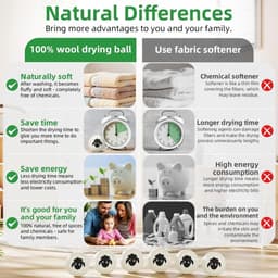 6 stuks wollen wasdrogerballen, herbruikbare wasdrogerballen, natuurlijke wasverzachter, eco-wasbal voor het verminderen van droogtijd, rimpels en statische elektriciteit — thumbnail 4