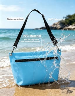 Tas voor buiten, 6 l, lichte droogtas met verstelbare schouderriem, geschikt voor kamperen, wandelen, strand, kajakken, zwemmen, Blauw, Waterdichte tas — thumbnail 5