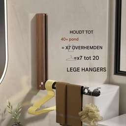 Opvouwbaar houten wanddroogrek – walnoot en zwart, voor wasruimte,Ruimtebesparend – ideaal voor kleine wasruimtes — thumbnail 4