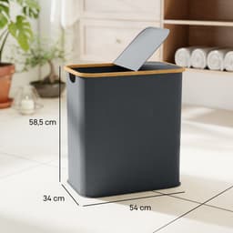 Wasmand - Wasmand met Deksel - Uitneembare Waszak - 2 Vakken - 80 Liter Capaciteit — thumbnail 3