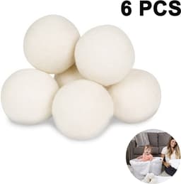 Gigicial Wollen Droogballen - Droogballen - Sneller Drogen & Zachtere Kleding - 6 Stuks - Voor Wasruimte Wit — thumbnail 1