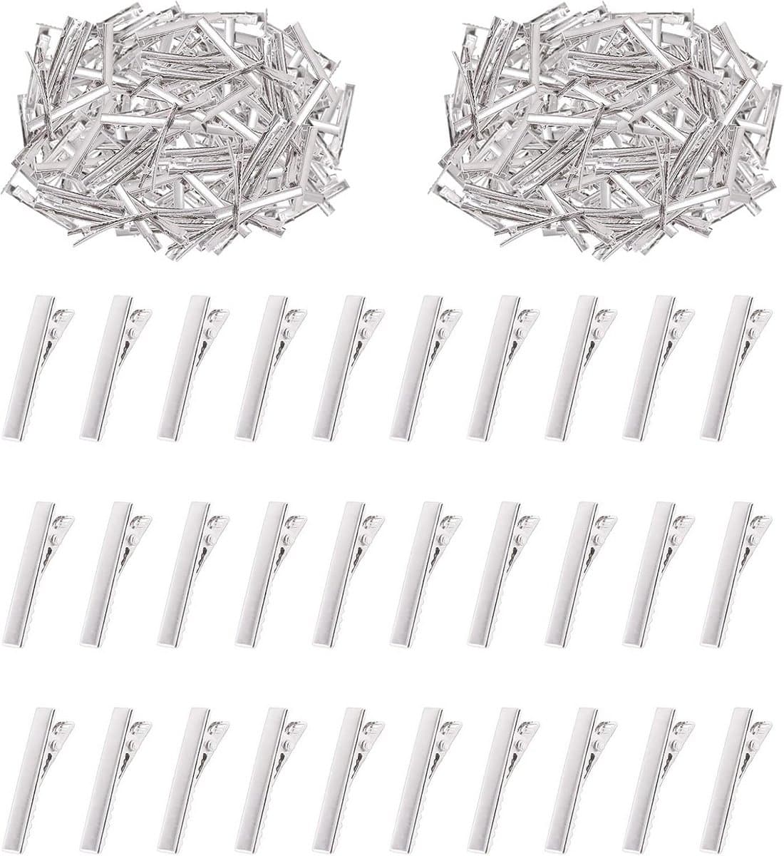 200x Metalen Krokodillenspeldjes 3,2 cm - Platte Haarclips voor Haarstyling & DIY Accessoires — afbeelding 1