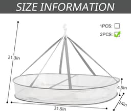 2-delige 1-lagige Opvouwbare Kledingdroogrek – 31,5 inch Gaasachtige Hangende Droger, Ruimtebesparend voor Truien, Waskleding, Met Interne Fixatie, Binnen & Buiten — thumbnail 5
