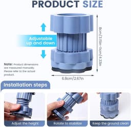 4 stuks-Wasmachine voetverhoger - schokabsorberende pad - vochtbestendige voetjes - verstelbare voetjes - antislip - schokbestendig - wasmachineaccessoire - geschikt voor apparaten met een diameter van 4,7 cm - blauw - 6,8*8-11 cm — thumbnail 2