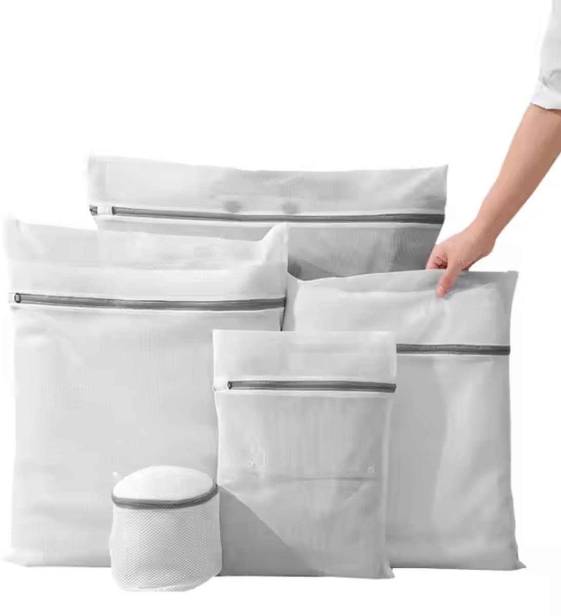 LUKARDIE® Wasnetten Set 5-delig | Fijnmazig voor BH Lingerie Schoenen | Ritsbescherming | Wit — afbeelding 1