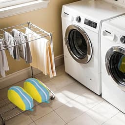 2 stuks waszakken voor schoenen in wasmachine - dubbele ritssluiting - 360 graden reiniging - herbruikbare zakken - geel — thumbnail 3