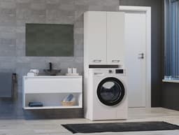 Wandkast voor Wasmachine met Diepte 30 cm - Wit Hoog Model — thumbnail 2