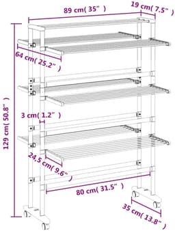 vidaXL - Droogrek - met - wieltjes - 89x64x129 - cm - aluminium — thumbnail 4