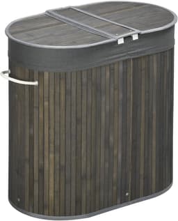 Ohana DT - Bamboe Wasmand Met Deksel - Wasmand 2 Vakken - 100L - 62.5x37x60.5 CM - Stijlvol Design - Afneembare Voering - — thumbnail 1