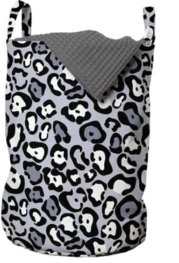 ABAKUHAUS Luipaardprint Waszak, dierenstijl, Wasmand met draaggrepen, Trekkoordsluiting voor wasstraten, 33 cm breed × 49 cm hoog, Grijs/Blauw — thumbnail 1