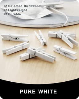Wasknijpers Houten - Kleurrijke Clips - Decoratie Knutselen - Milieuvriendelijke Verf - 50 Stuks - Wit — thumbnail 5