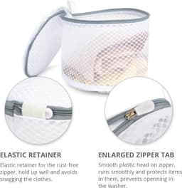 Set van 3 waszakken van mesh - Geschikt voor het wassen van delicate kledingstukken - Waszakken van mesh voor bh's met ophanglussen - Afmeting: 15 x 18 cm - Speciale waszakken voor lingerie — thumbnail 5