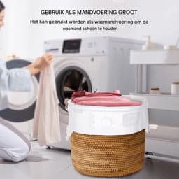 Ynkkvre - Waszak & Laundry Bag – Met Trekkoord Groot Formaat – Badkamer Was Zak – Opvouwbare Linnen Opbergzak – Familie en Reizen – Wasgoed & Speelgoed Organisatie — thumbnail 2