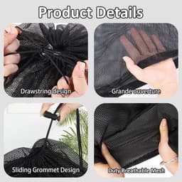 2 stuks waszakken van mesh met trekkoord en handvatten - 70×90cm waszakken van mesh - Duurzame tassen voor delicate kleding - Stevige waszakken van mesh - Geschikt voor wasmachines, reizen, kleding, speelgoedopslag — thumbnail 2