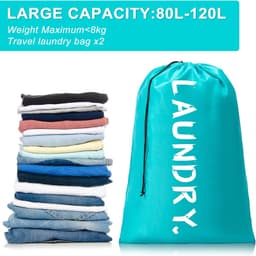 Waszakken - 60*90cm Waszak Groot - Set van 2 stuks - Wasgoed Opbergtas met Trekkoord - Badkamer Was Zak - Laundry Bag - Zwart en Grijs — thumbnail 3