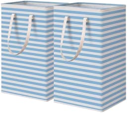 Vrijstaande wasmand - 75 liter - Grote, opvouwbare wasmand - met handvat - blauw - 2-pack — thumbnail 1