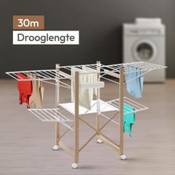 White-Label® Wasrek Inklapbaar op Wieltjes - Droogmolen - Droogtoren Staand — thumbnail 4