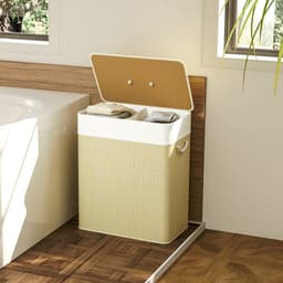 HOMCOM Wasmand - Bamboe - 52x32x63cm - Wit — thumbnail 5