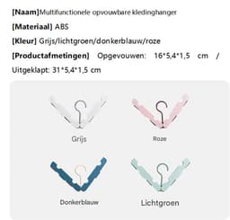 Wasrek inklapbaar - Wasrek Hangend - Draagbare opvouwbare hanger met haak - Ideaal voor op reis, kampeerders, reizigers en kleine ruimtes - Tweedelig pakket - Roze — thumbnail 2