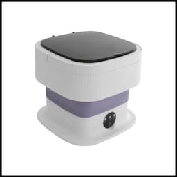 Draagbare Mini-Wasmachine – 10L 40W – Opvouwbaar & Halfautomatisch – Voor Gezinnen, Appartementen & Slaapzalen – Paars/Kaki — thumbnail 1