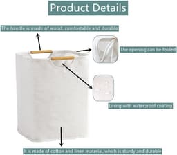 Wasmand - Wasmand opvouwbaar - Wasmand Beige - 30x30x40 cm Opvouwbare Mand - Ruimtebesparend - Badkamermand Handvat - Perfect voor Slaapkamer - Badkamer - Slaapzaal - Wasruimte - Feestdecoratie - Kerst — thumbnail 5