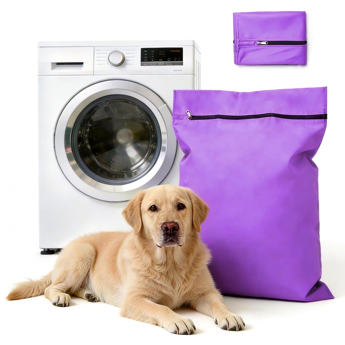 Waszakken voor huisdieren - Waszakken van twill polyester - Grote waszakken met rits - Voorkomt dat waszakken verstopt raken door dierenhaar - Waszakken voor huisdierendekens - Geweldig voor honden en katten (70x80cm) - Paars-L — afbeelding 1