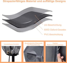 STILVORA Droogmolenhoezen - Outdoor Droogrek Beschermhoes Met Trekkoord En Sterke Zijrits - 600D Oxford - 16×16×180 cm - Grijs — thumbnail 4