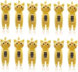 12 stuks kattenvormige zakclips leuke chip clips papieren clips Japanse wasknijpers kleding pennen grappige chip clips voedseltas clip voor snack chips opslag (geel) — thumbnail 1