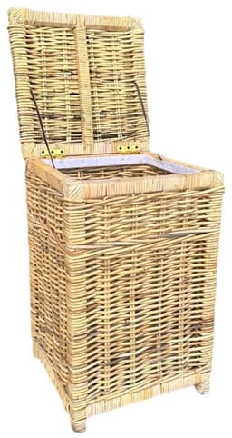 Rotan Wasmand Naturel - 40x40xH65 cm - met linnen waszak klittenband - Wasmand van riet - Naturel rotan — thumbnail 2